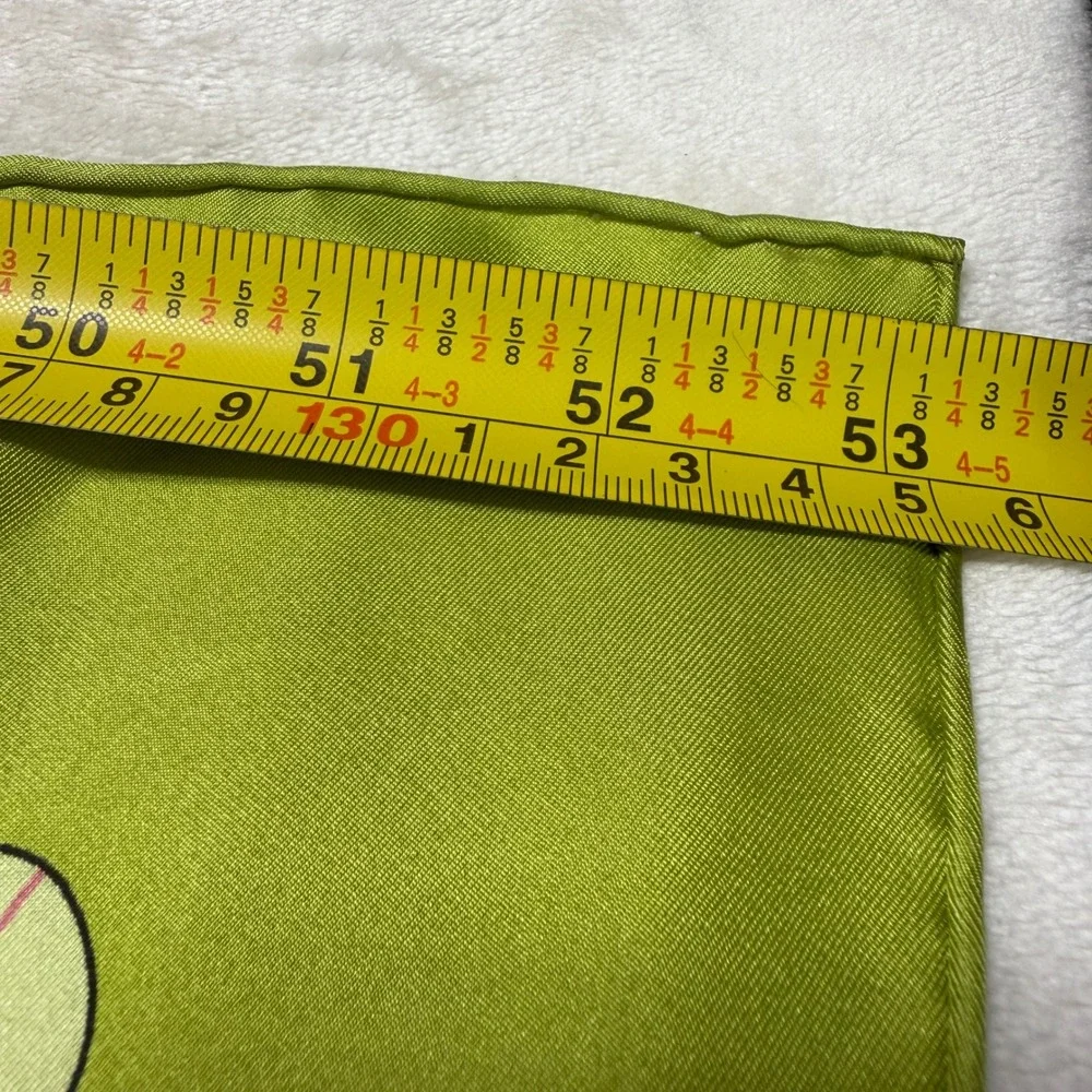 Large‎ Psychedelic Floral Silk Scarf Lime Green Pink Geometric 53x53 Made France